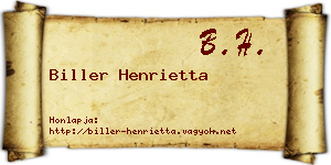 Biller Henrietta névjegykártya